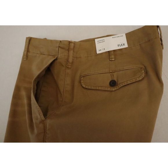 American Eagle Men's 34x32 Khaki Original Straight Ne(x)t Level Flex Pants - Picture 7 of 8